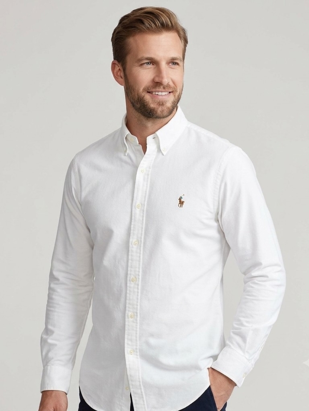 Ralph Lauren Custom Fit Oxford Button-Down Shirt - White Size 17